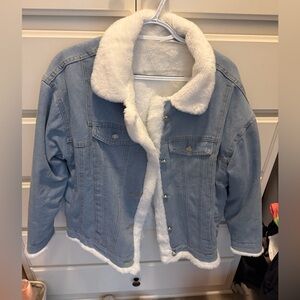 Reversible Blue Jean Jacket with White Faux Fur